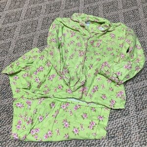 Bernette Green and Pink Floral Pajama Set Large
